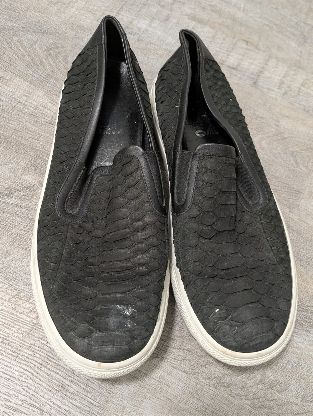 Salvatore Ferragamo Faux Snakeskin Slip-On Sneakers Size 10